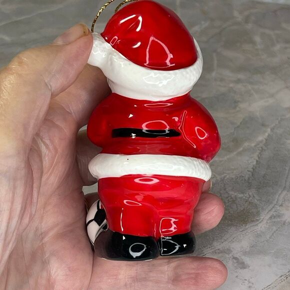 Vintage 1980’s hand painted Santa kicking a soccer ball. - Picture 6 of 9